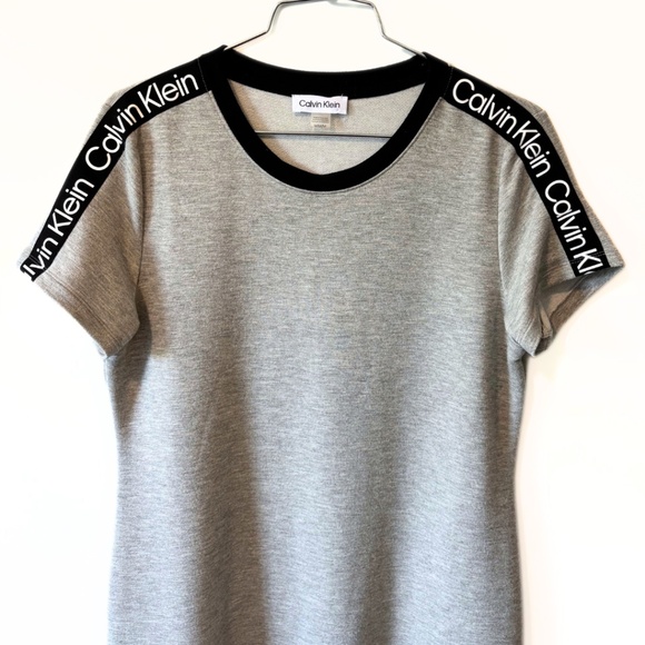 Calvin Klein Logo T-shirt Dress Heather Grey Size M - Picture 2 of 6